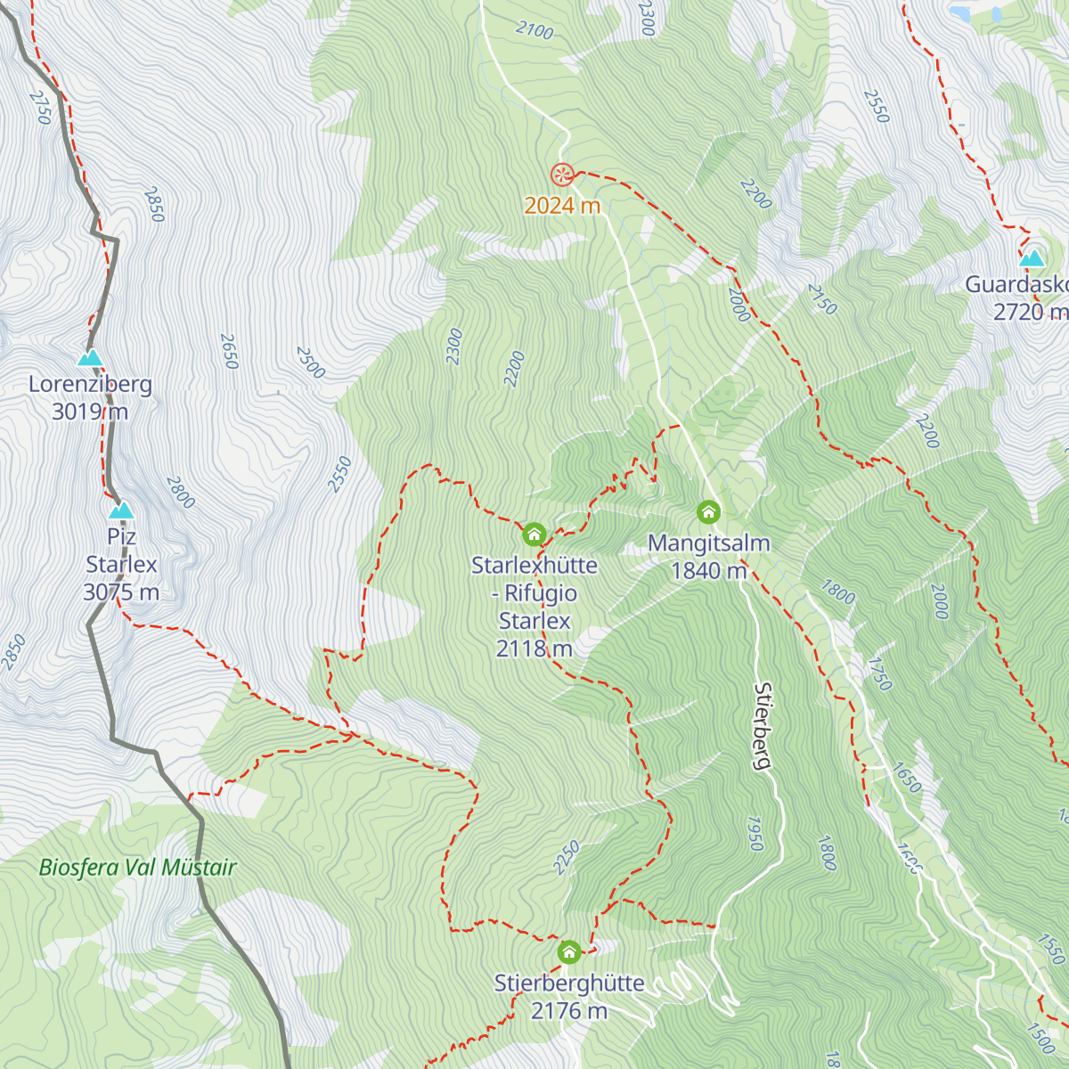 Starlexhütte - Rifugio Starlex map