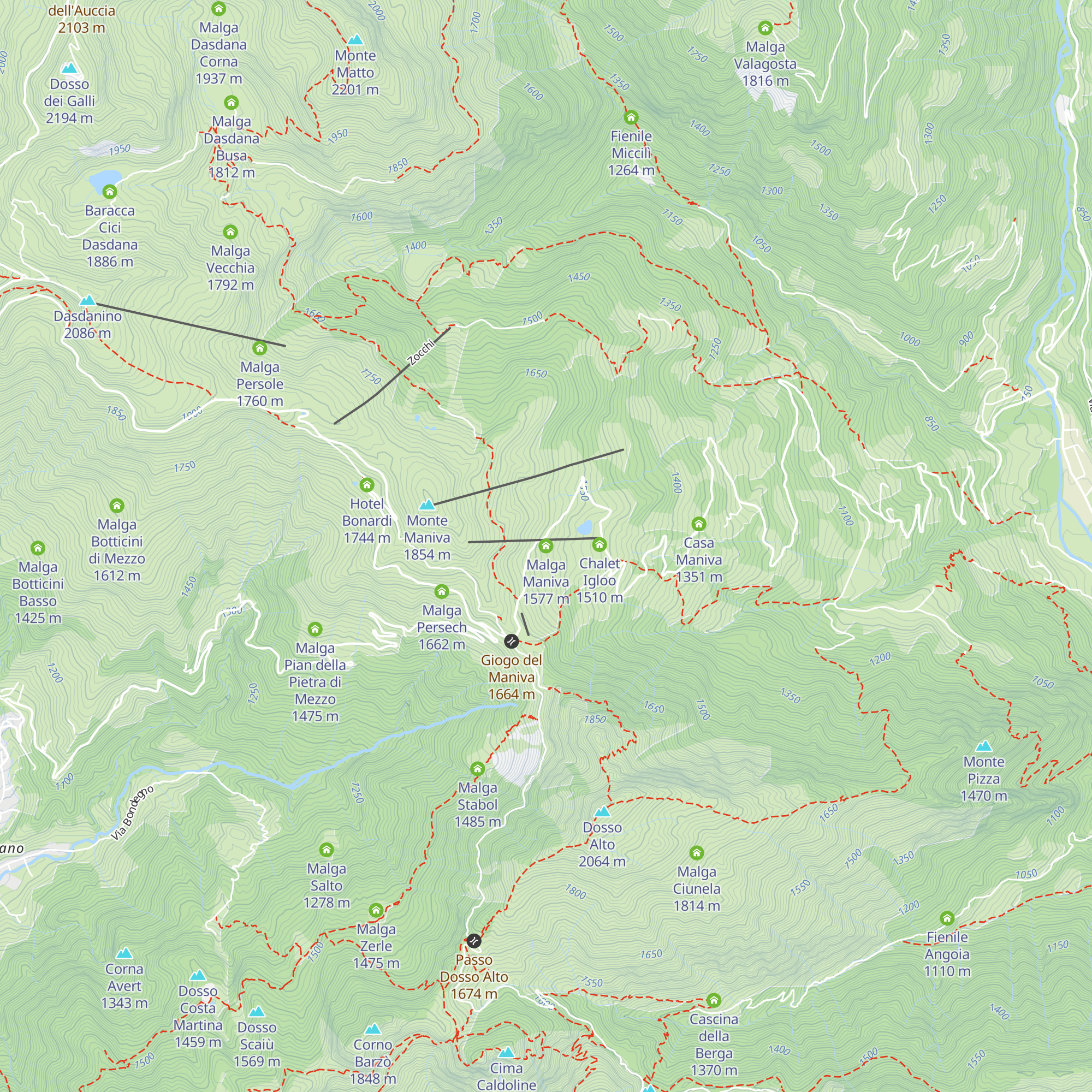 Malga Maniva map