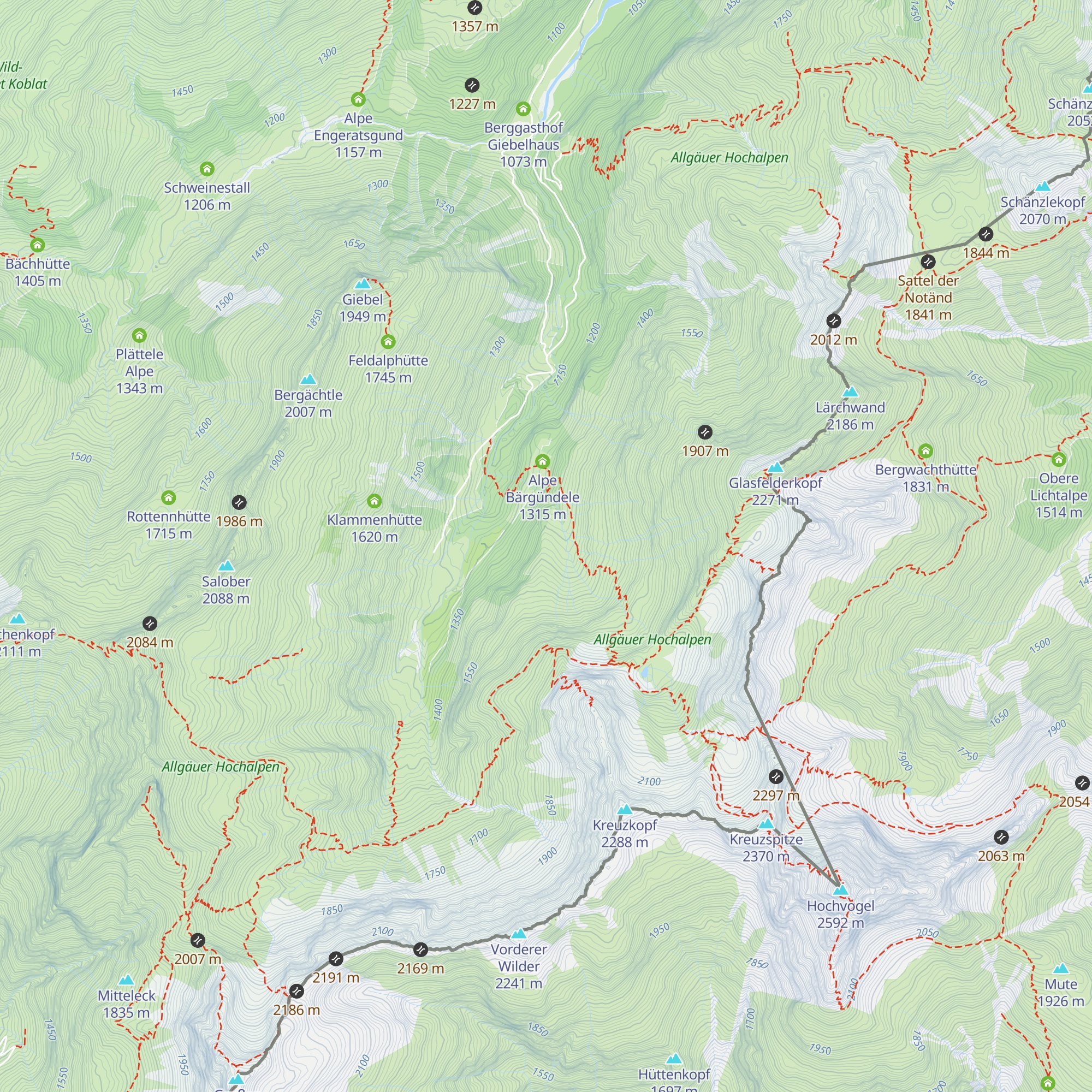 Obere Alpe Bärgündele map