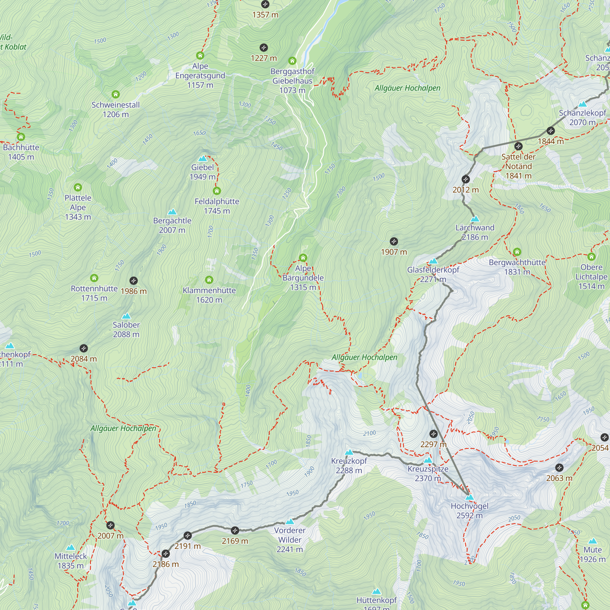 Obere Alpe Bärgündele map