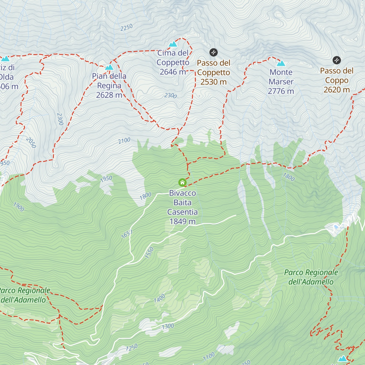 Bivacco Baita Casentia map