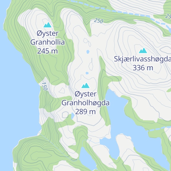 Map of Øyster Granholhøgda