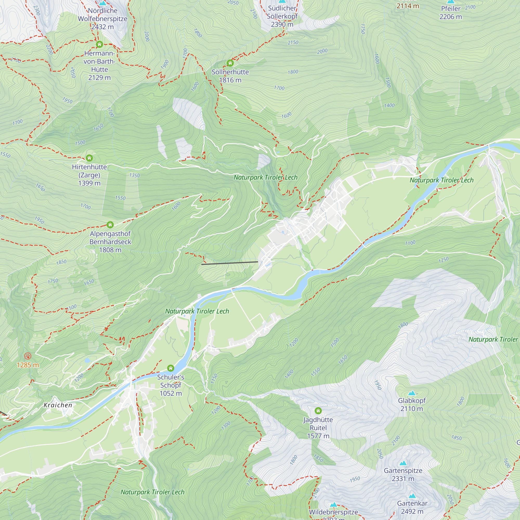 Büro Kasermandl Berghütte / Restaurant & Chalet Apartments map