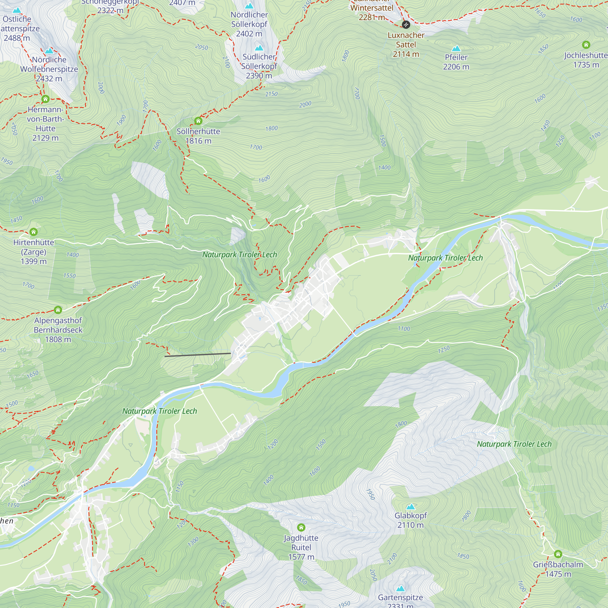 Tiroler Lechtal - Tourismusinformation Elbigenalp map