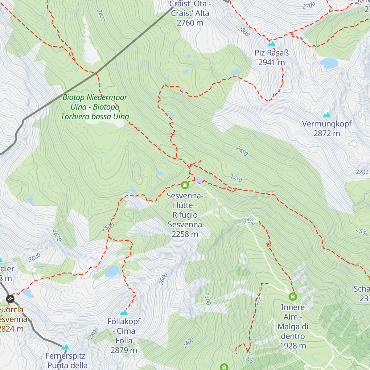 Sesvenna-Hütte - Rifugio Sesvenna map