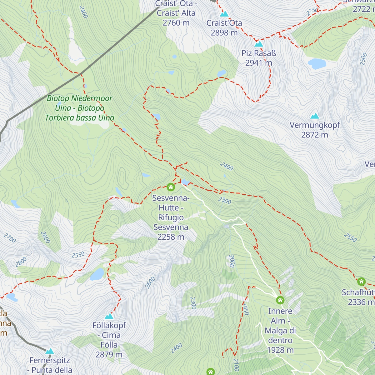 Pforzheimer Hütte - Rifugio Rasass map