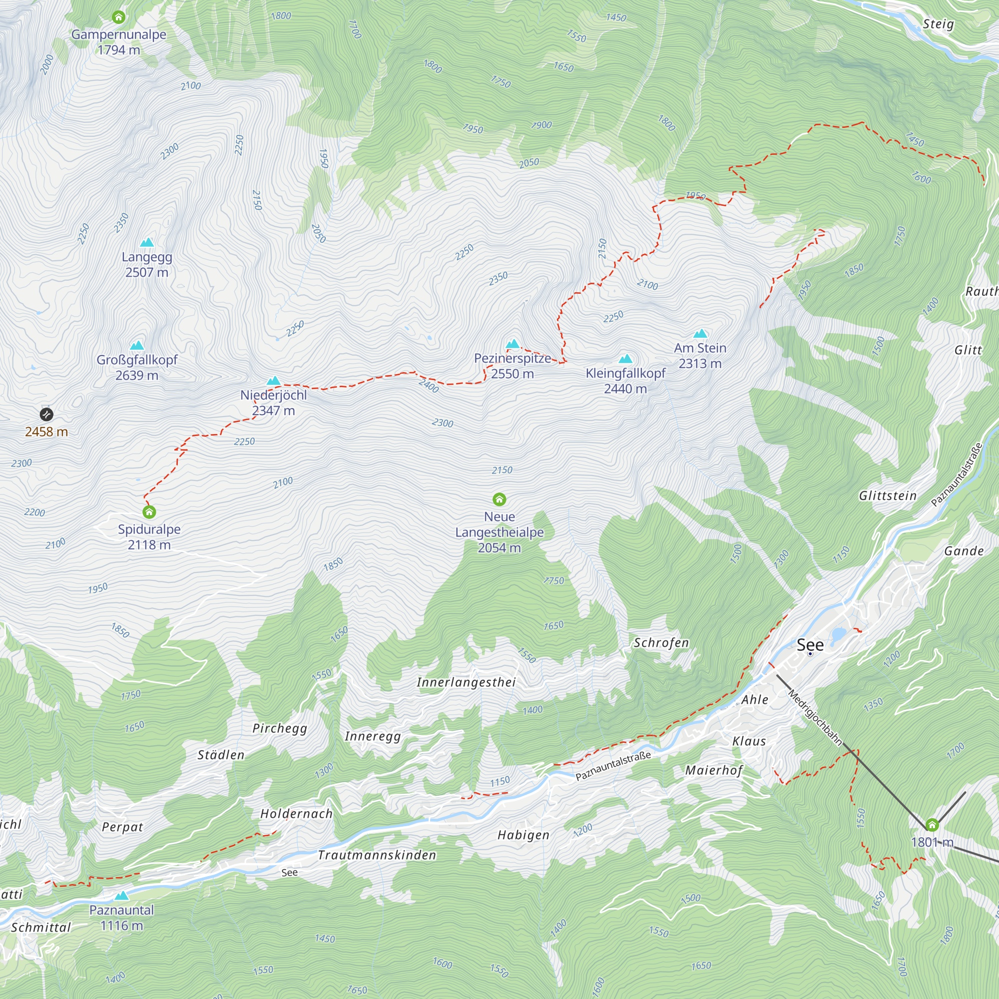 Neue Langestheialpe map