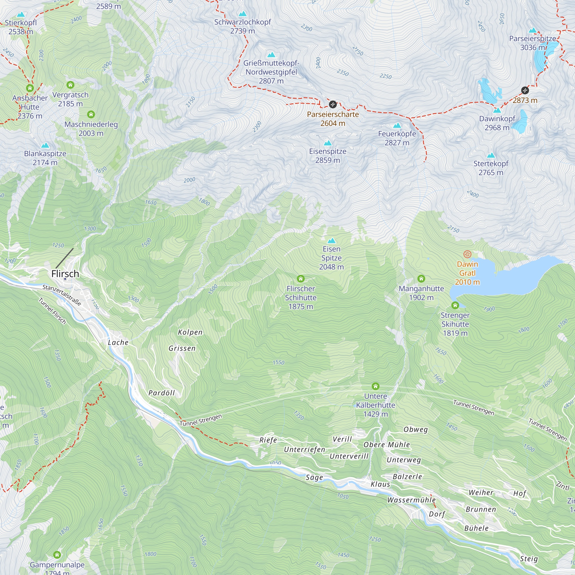 Flirscher Bergrettungshütte map