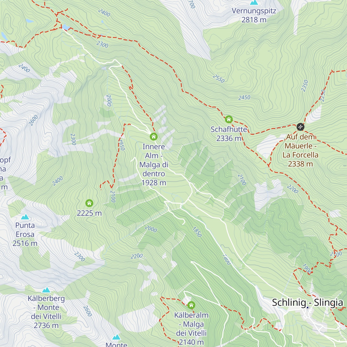 Schliniger Alm - Malga Slingia map