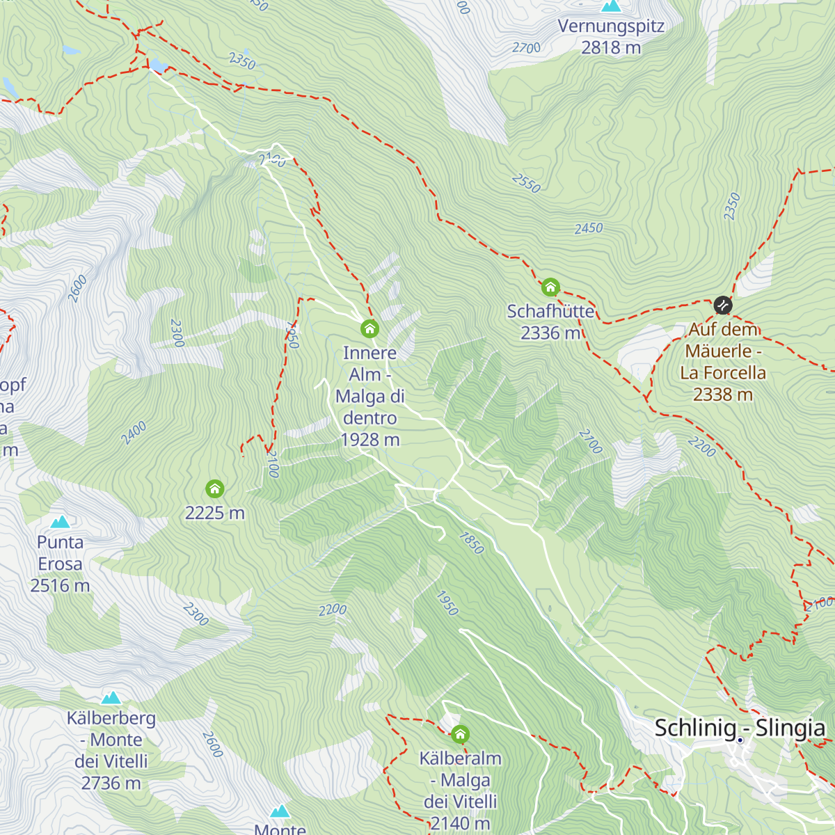 Schliniger Alm - Malga Slingia map