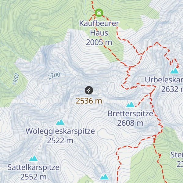 Map of Gliegerkarspitze Vorgipfel