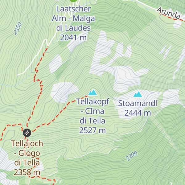 Map of Tellakopf - CIma di Tella
