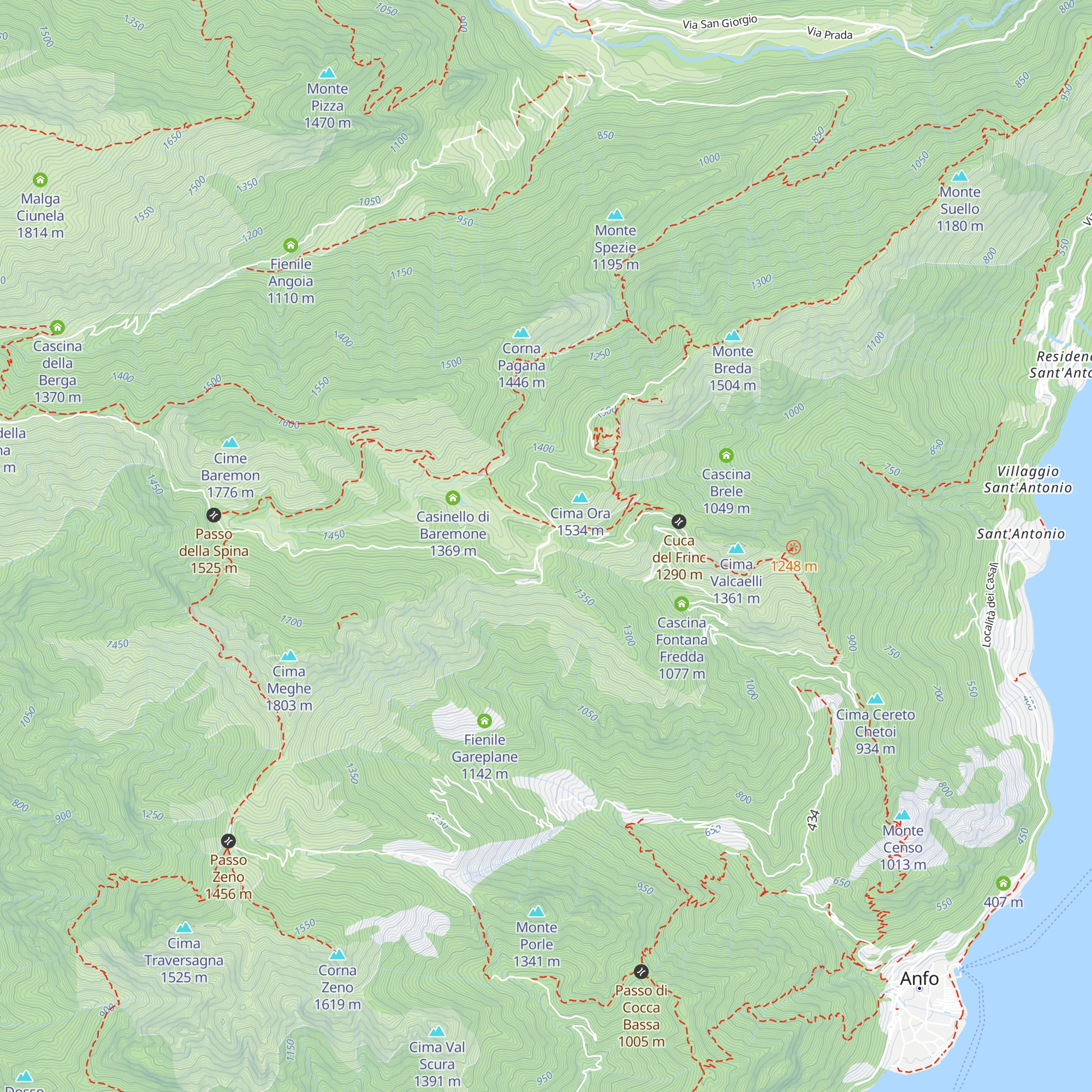 Rifugio Rosa di Baremone map