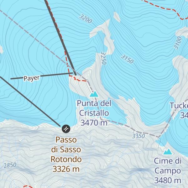 Map of Punta del Cristallo