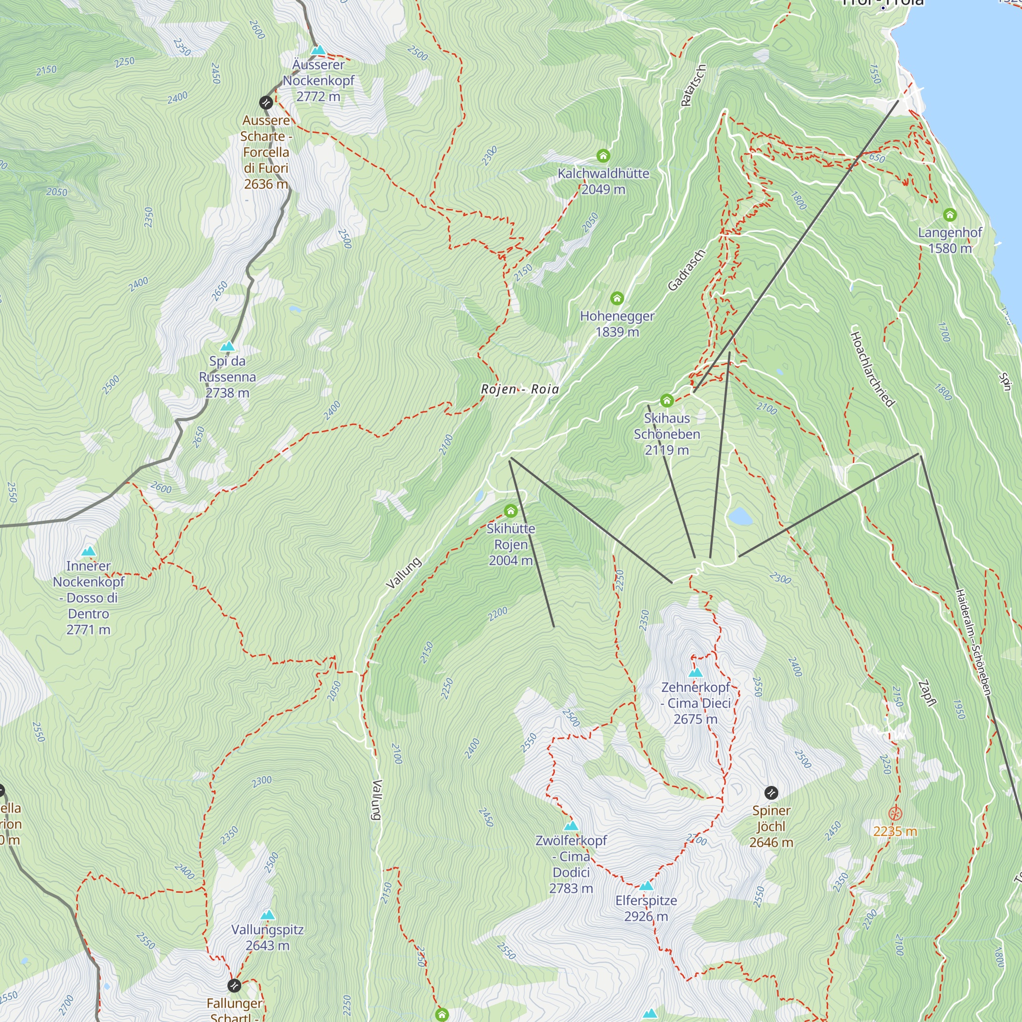 Skihütte Rojen map