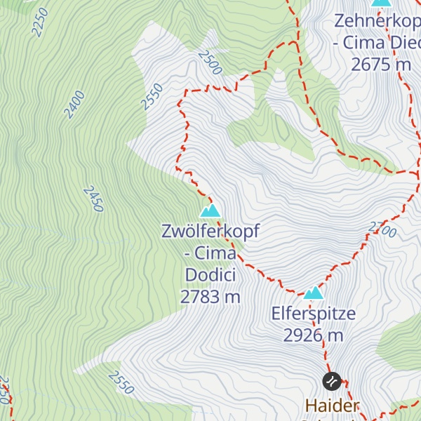 Map of Zwölferkopf - Cima Dodici