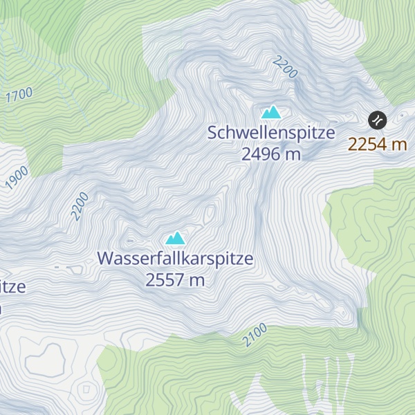 Map of Wasserfallkarspitze Ostgipfel