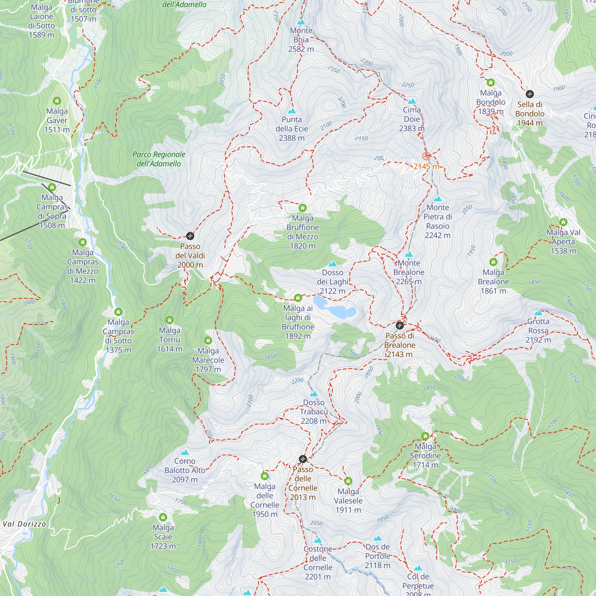 Malga ai laghi di Bruffione map