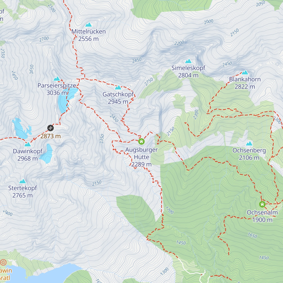 Augsburger Hütte map