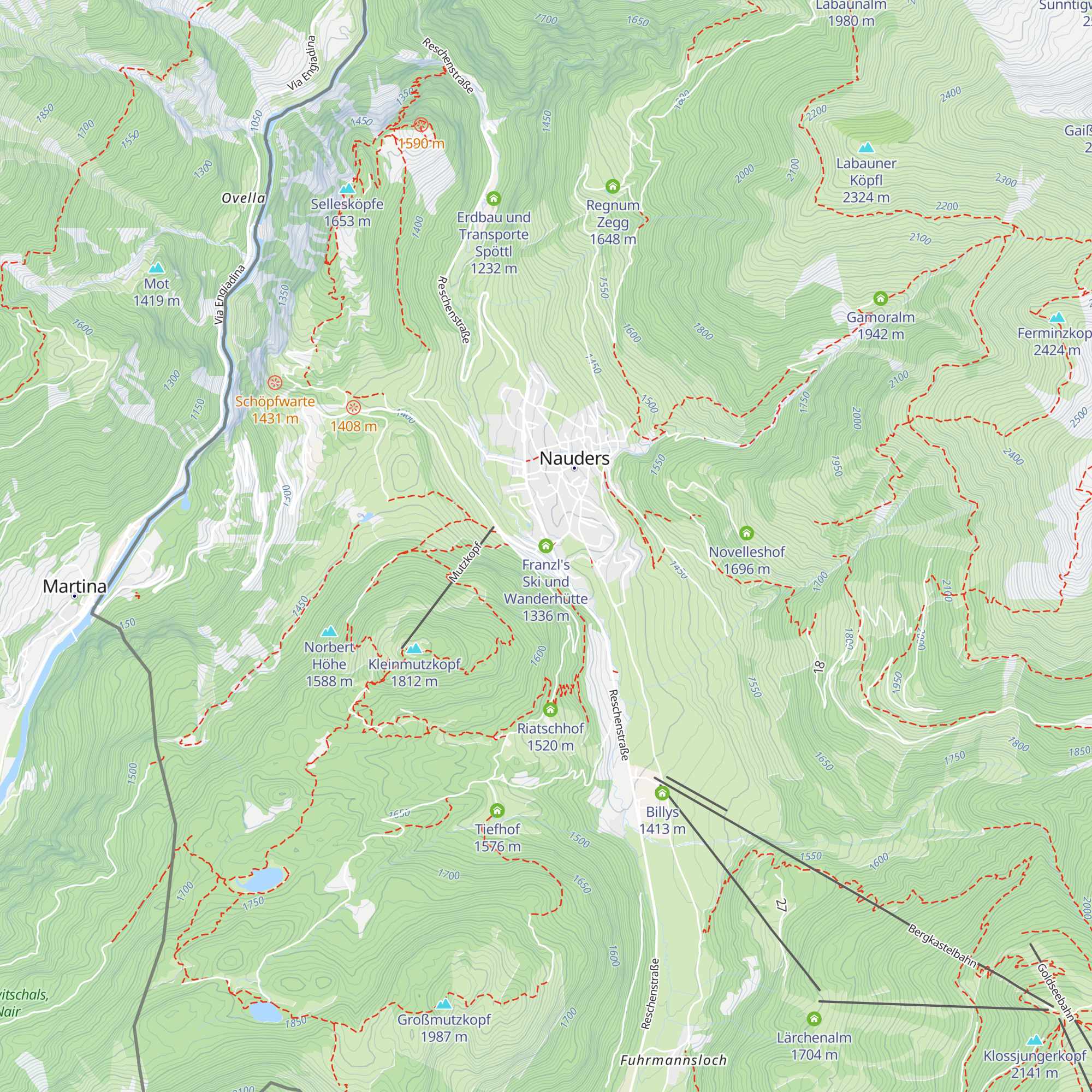 Franzl's Ski und Wanderhütte map