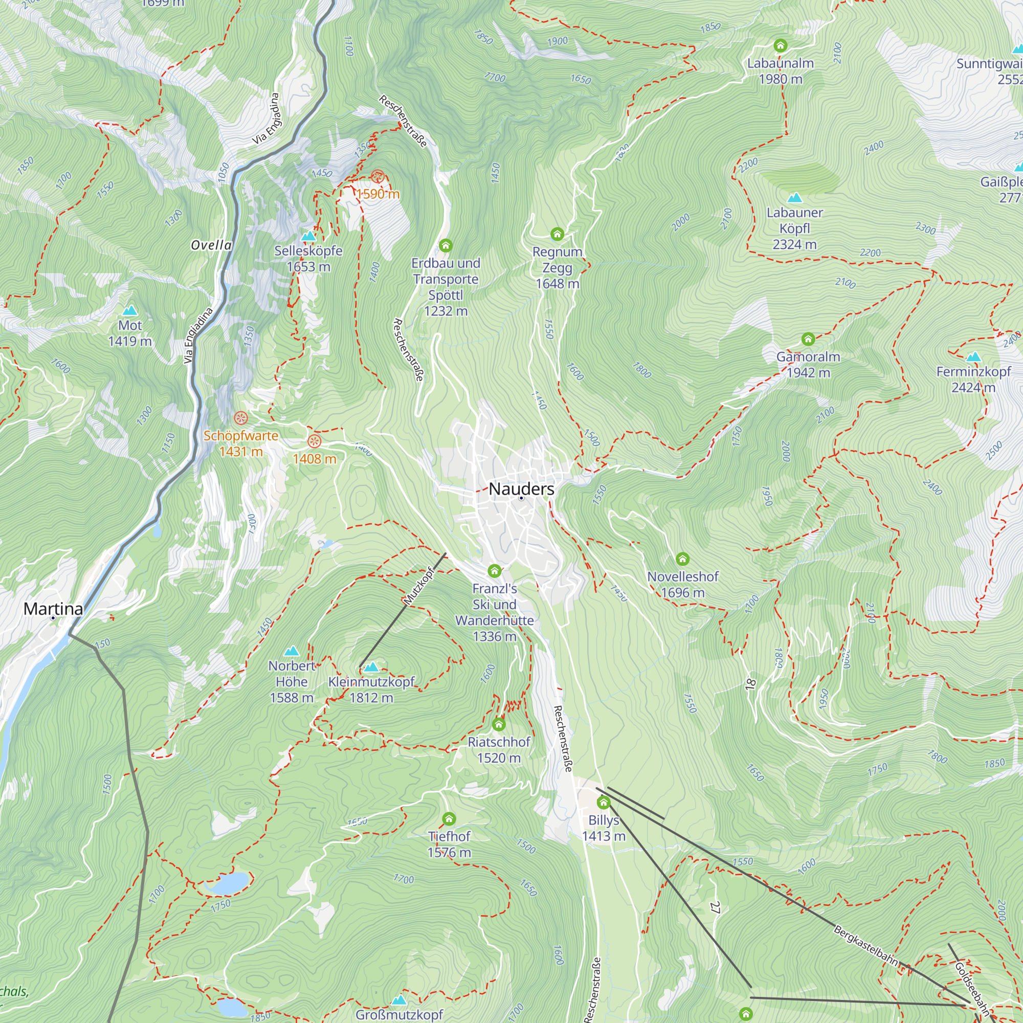 Nauders Tourismus map