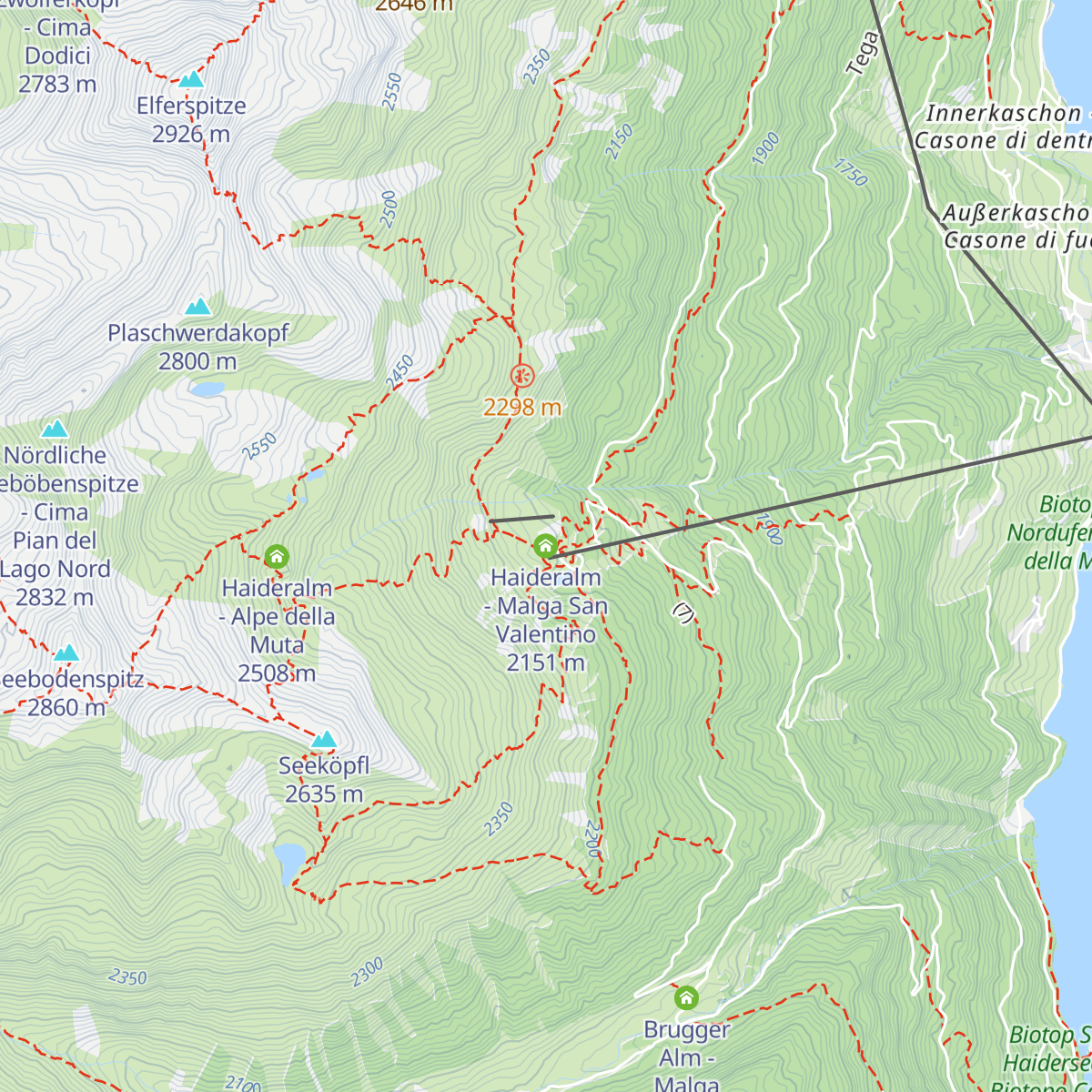 Haideralm - Malga San Valentino map