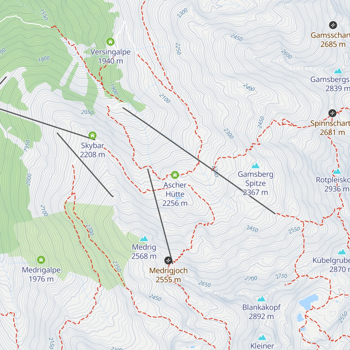 Ascher Hütte map