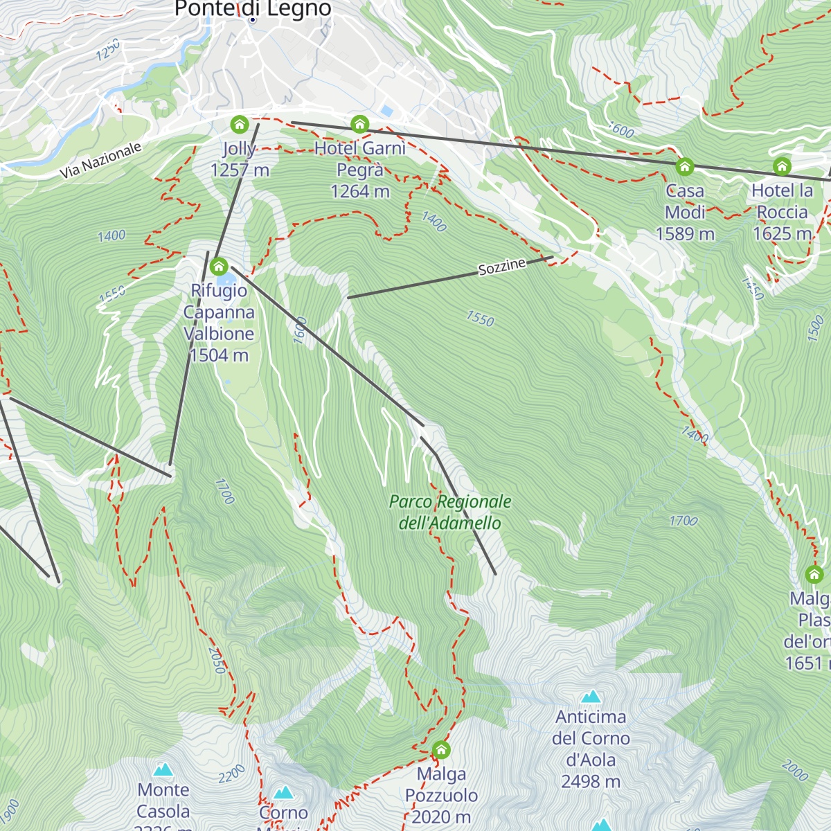 Rifugio Petitpierre al Corno d'Aola map
