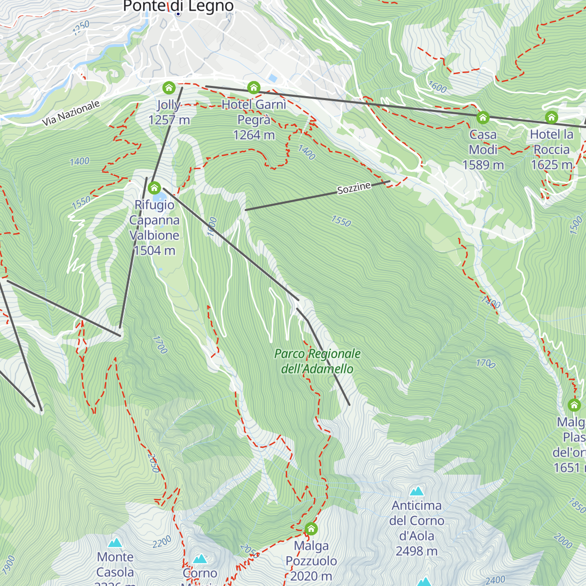 Rifugio Petitpierre al Corno d'Aola map