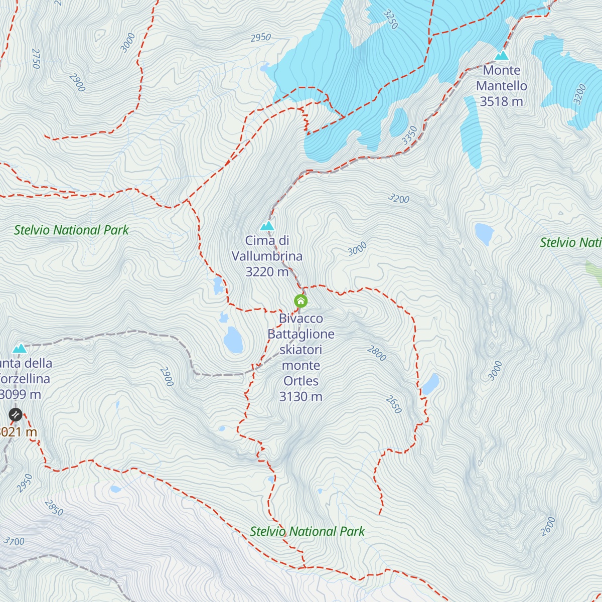 Bivacco Battaglione skiatori monte Ortles map