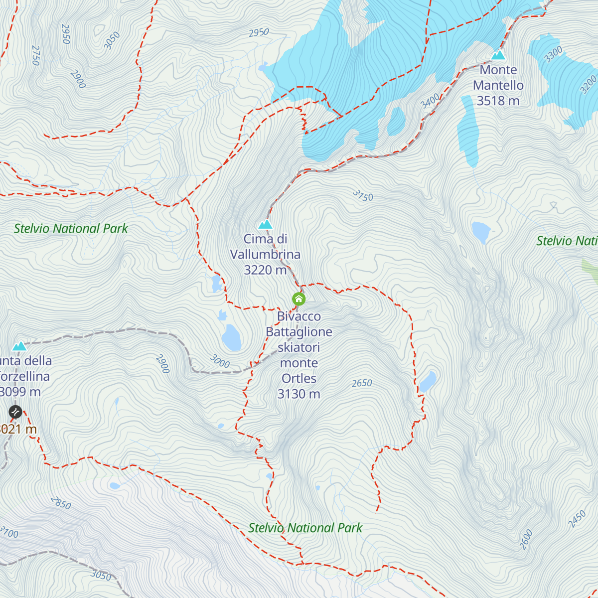 Bivacco Battaglione skiatori monte Ortles map