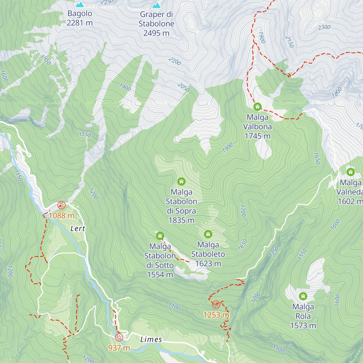 Malga Stabolon di Sopra map