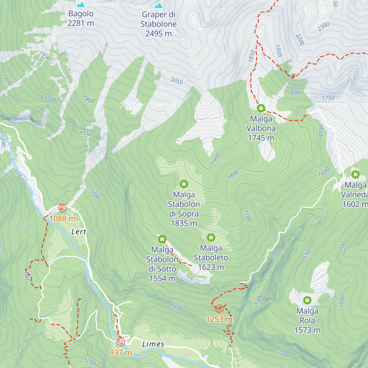 Malga Stabolon di Sopra map