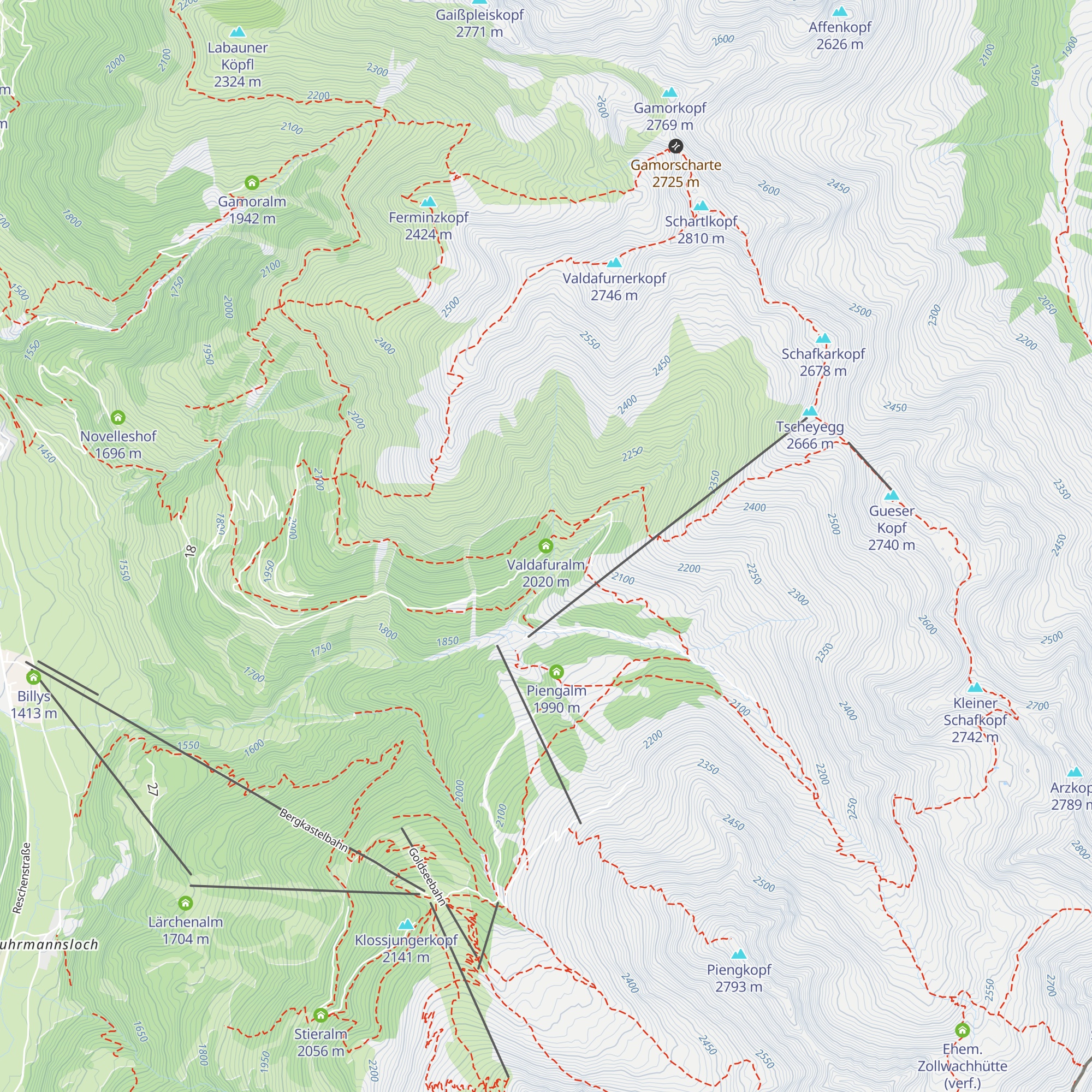 Valdafuralm map