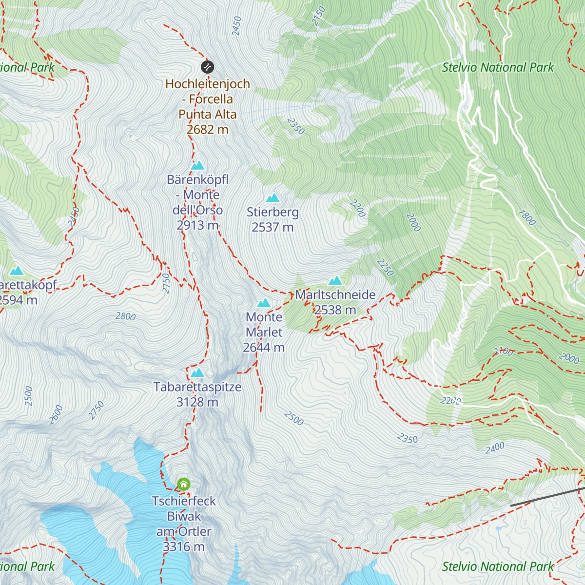 Tabarettahütte - Rifugio Tabaretta map