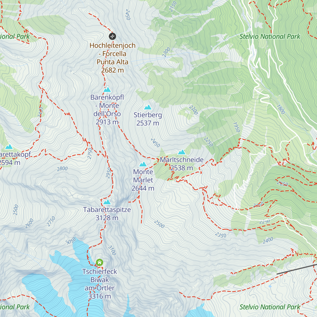 Tabarettahütte - Rifugio Tabaretta map