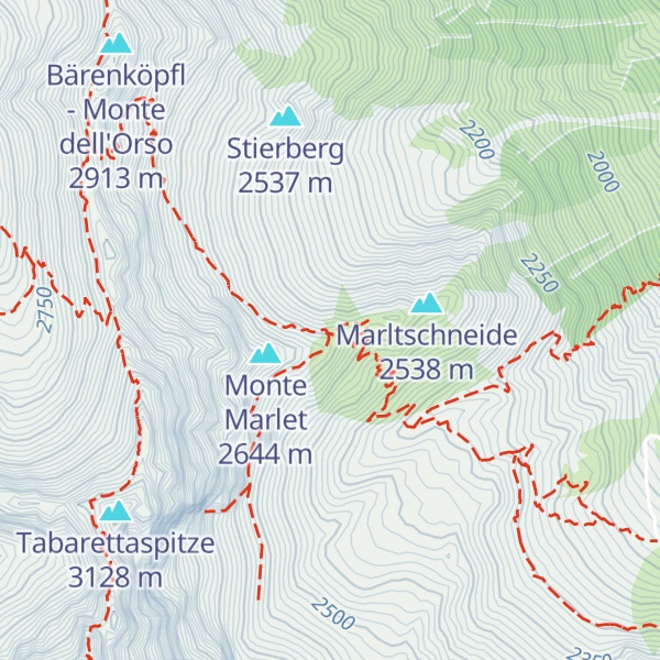 Map of Tabarettahütte - Rifugio Tabaretta