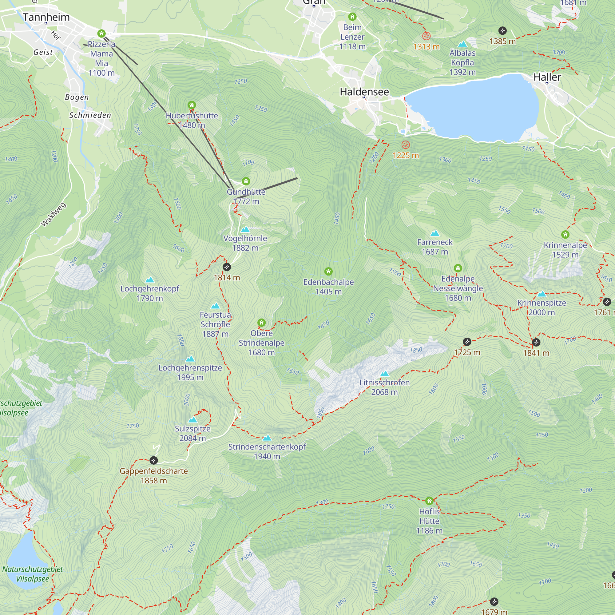 Untere Strindenalpe map
