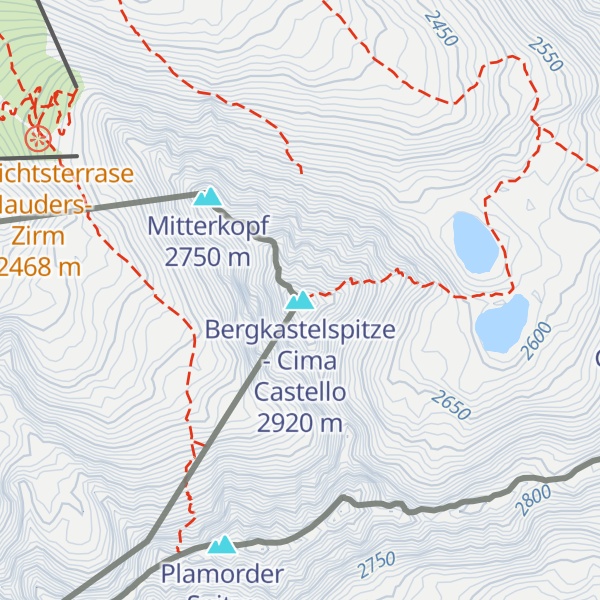 Map of Bergkastelspitze - Cima Castello