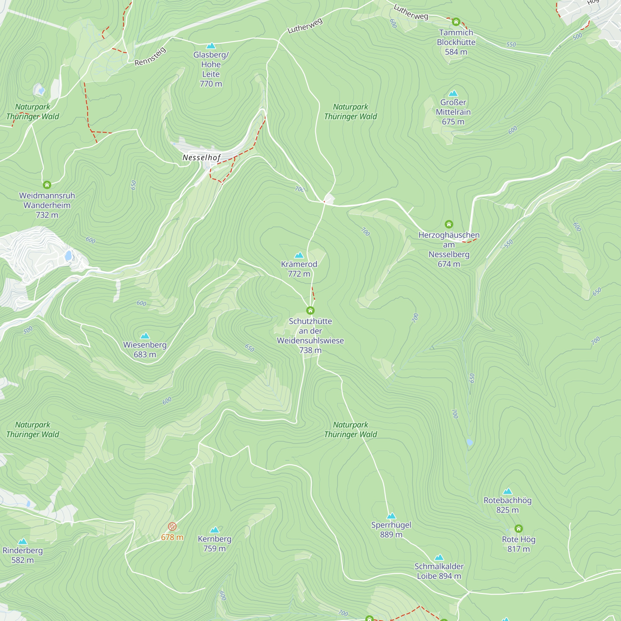 Schutzhütte an der Weidensuhlswiese map