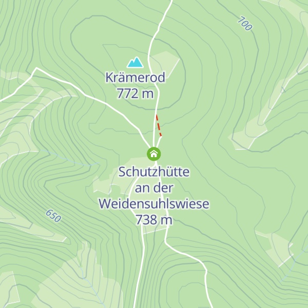 Map of Schutzhütte an der Weidensuhlswiese
