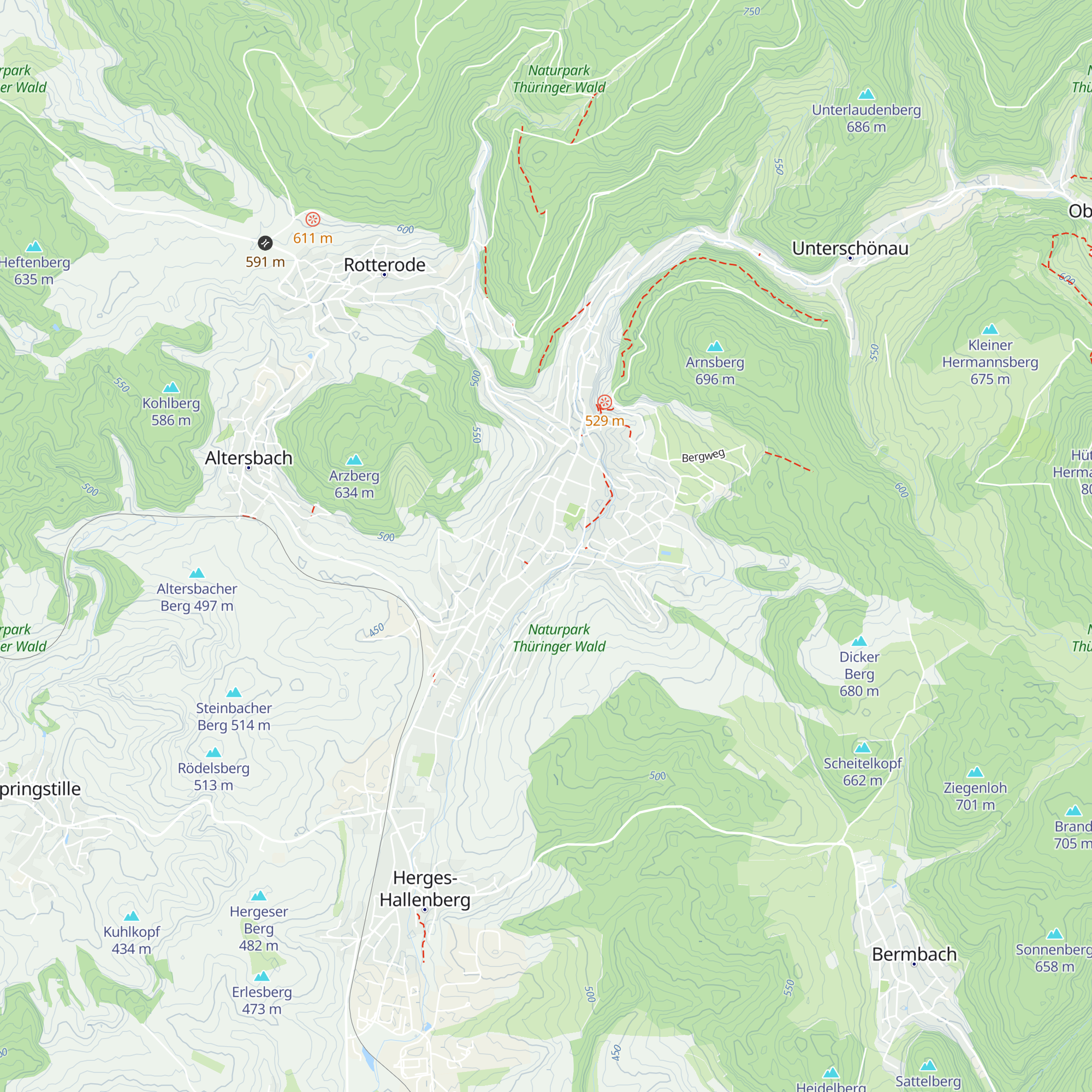 Tourist-Information Steinbach-Hallenberg map