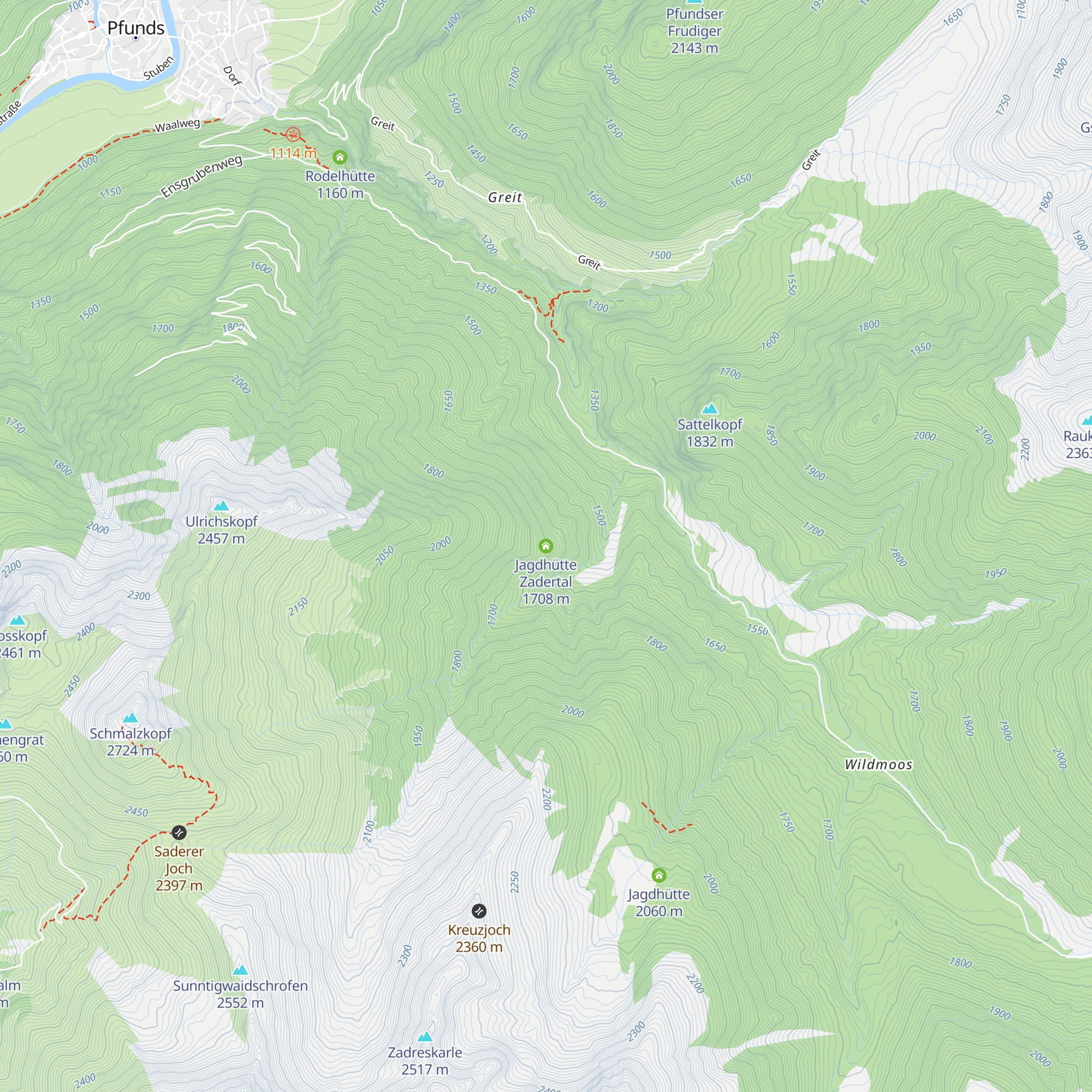 Jagdhütte Zadertal map