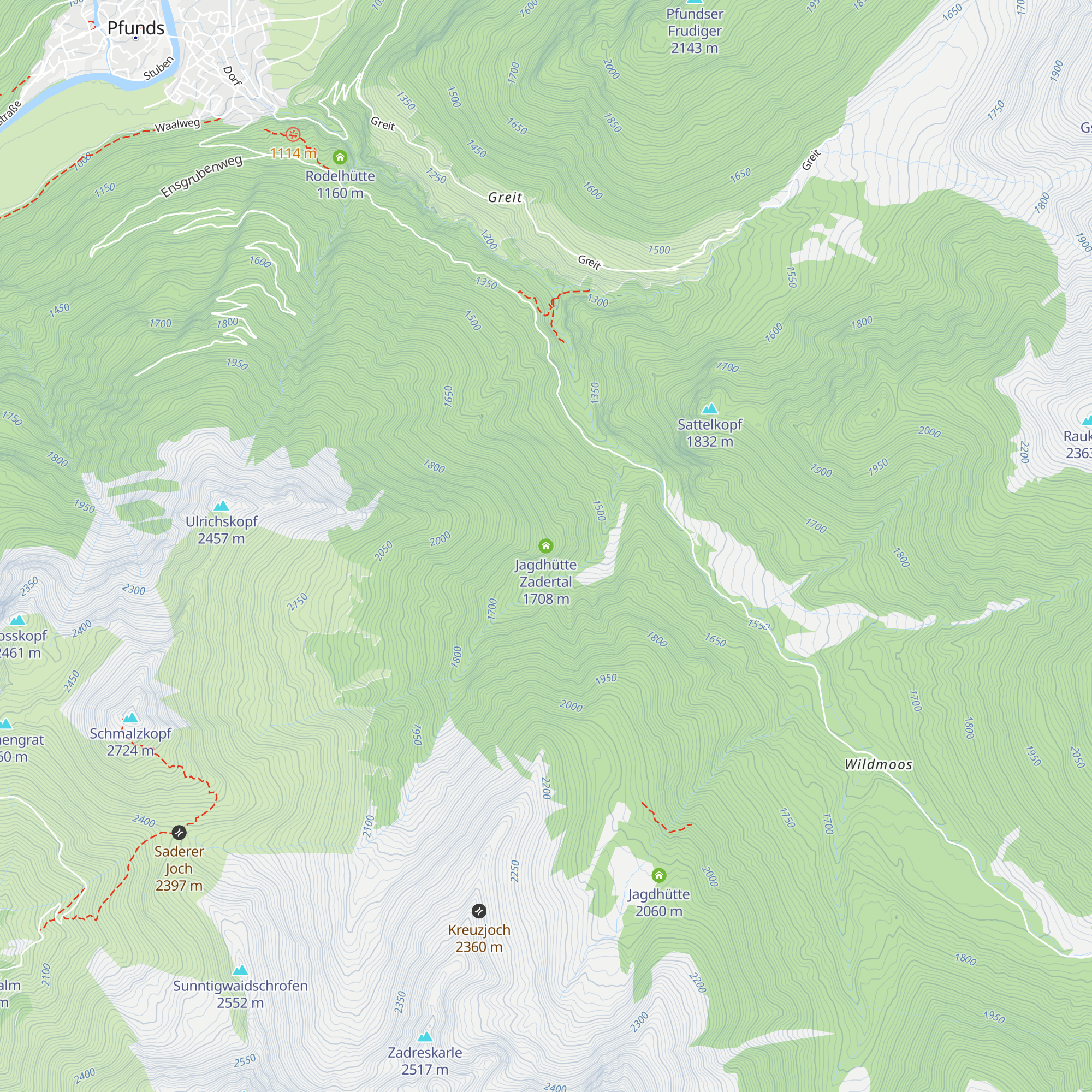 Jagdhütte Zadertal map