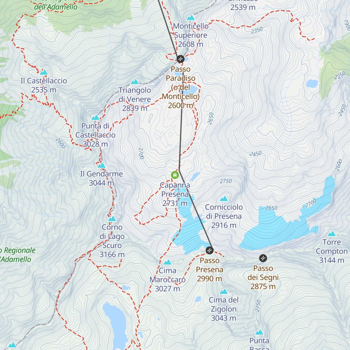 Capanna Presena map