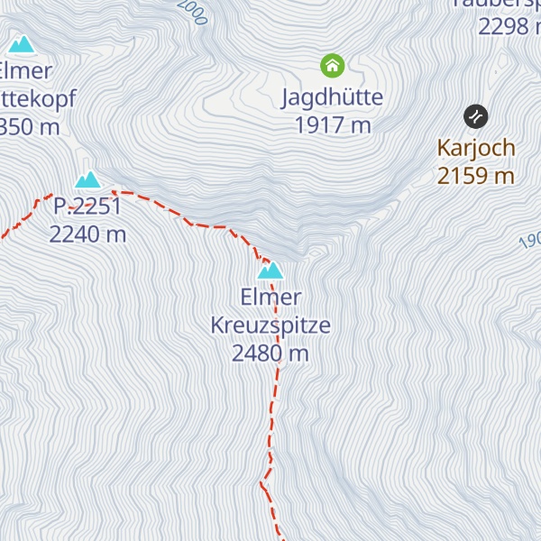 Map of Elmer Kreuzspitze
