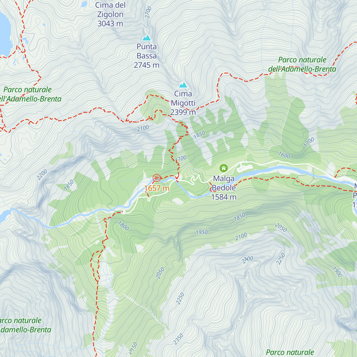 Rifugio Adamello Collini al Bedole map
