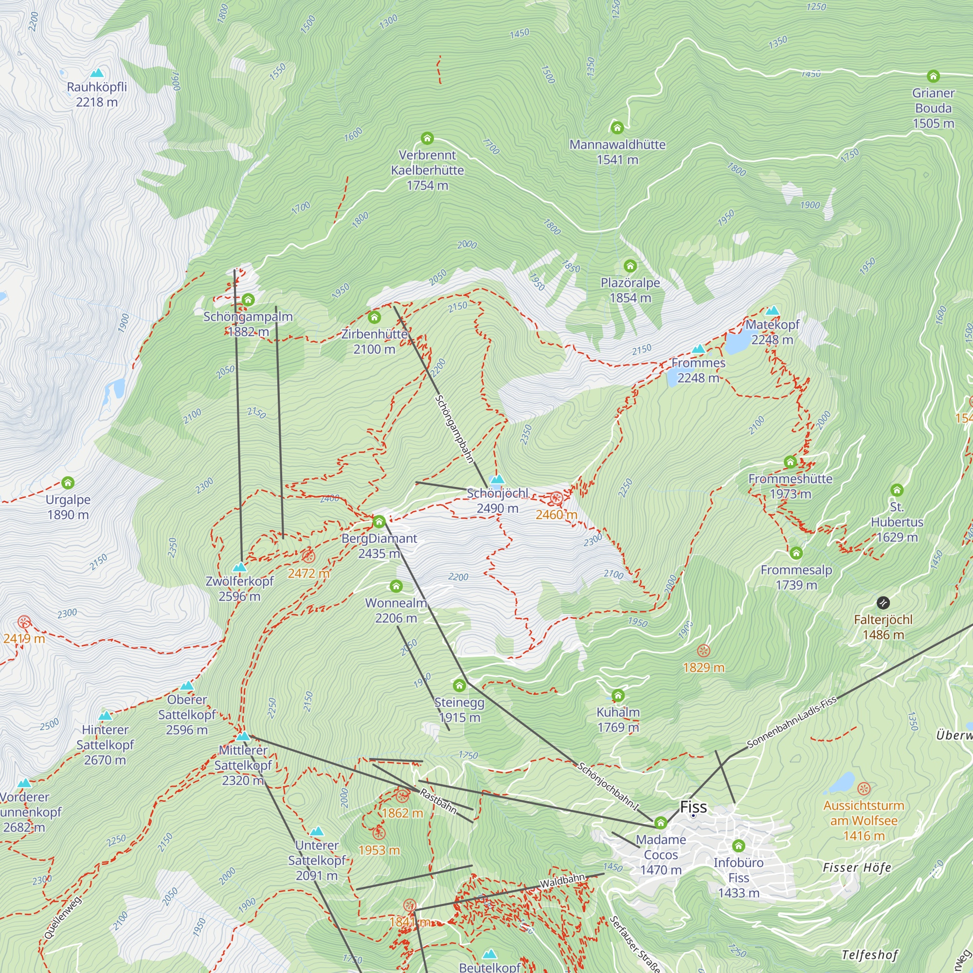 Bergstation Schöngampbahn 2501m map