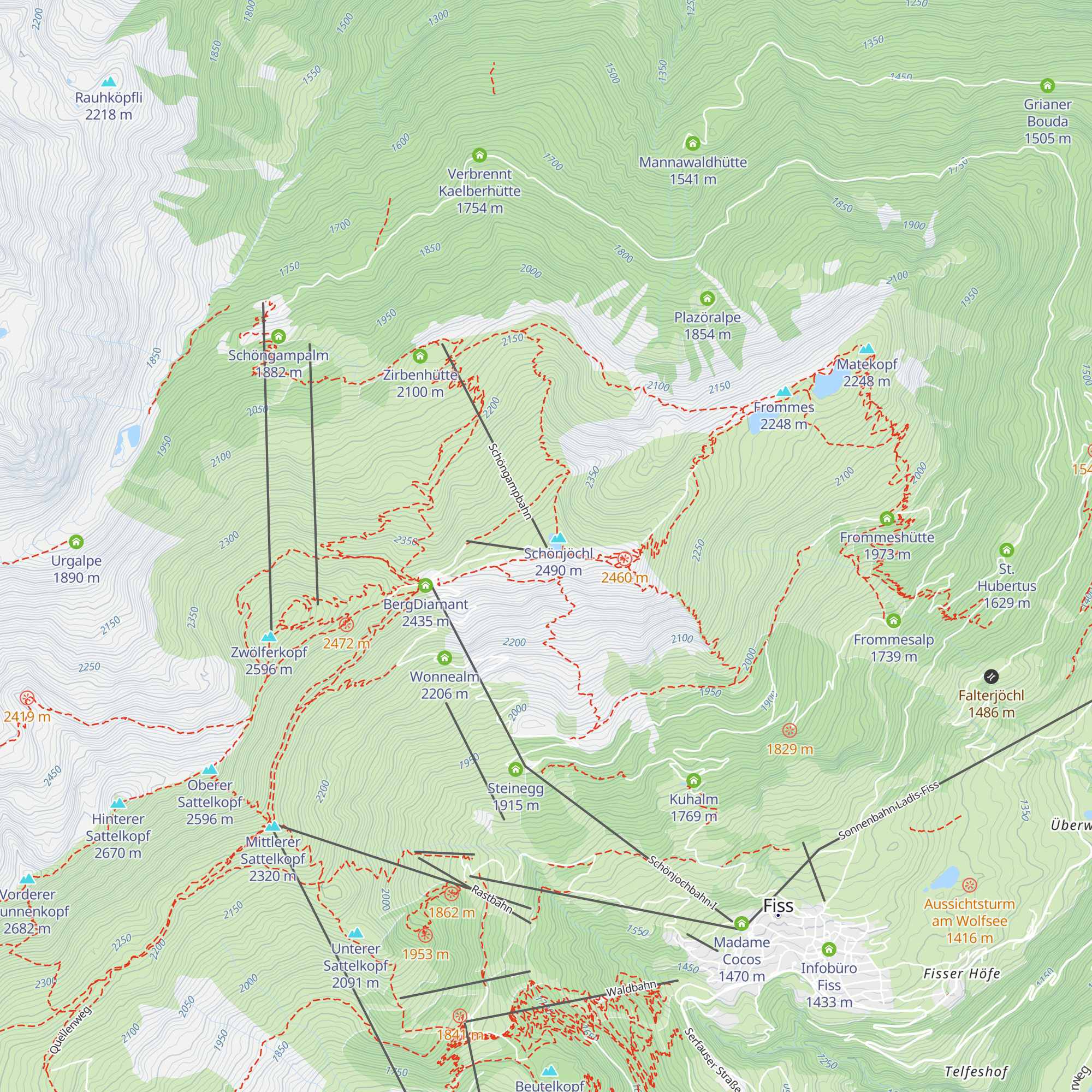 Bergstation Schöngampbahn 2501m map
