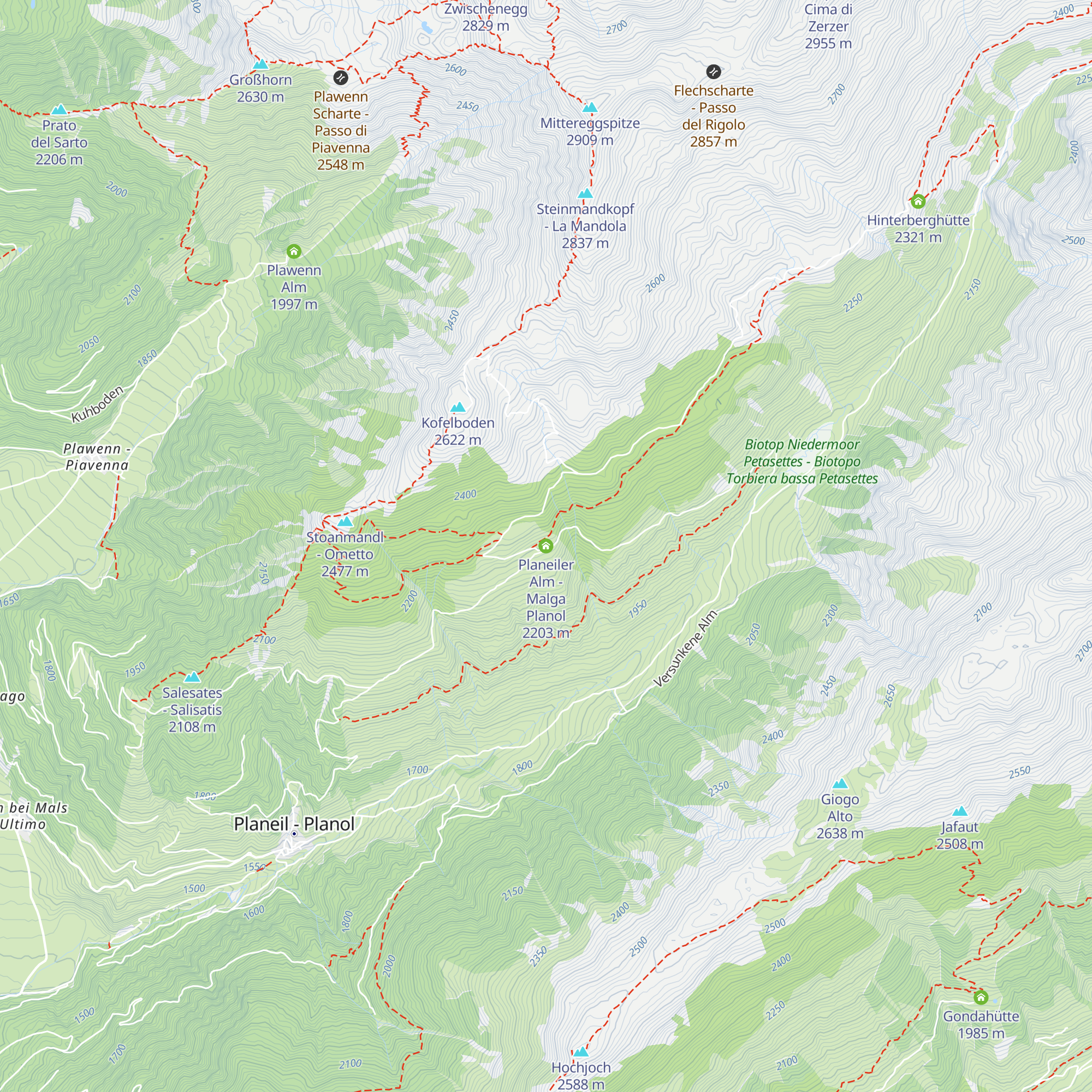 Planeiler Alm - Malga Planol map